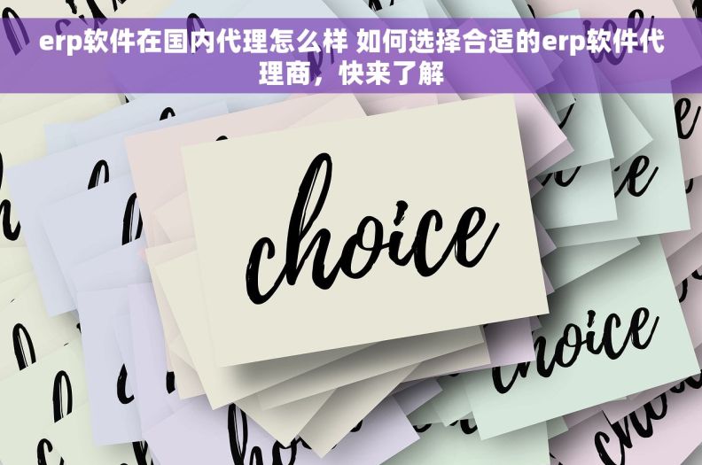 erp软件在国内代理怎么样 如何选择合适的erp软件代理商，快来了解