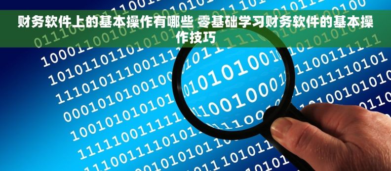 财务软件上的基本操作有哪些 零基础学习财务软件的基本操作技巧