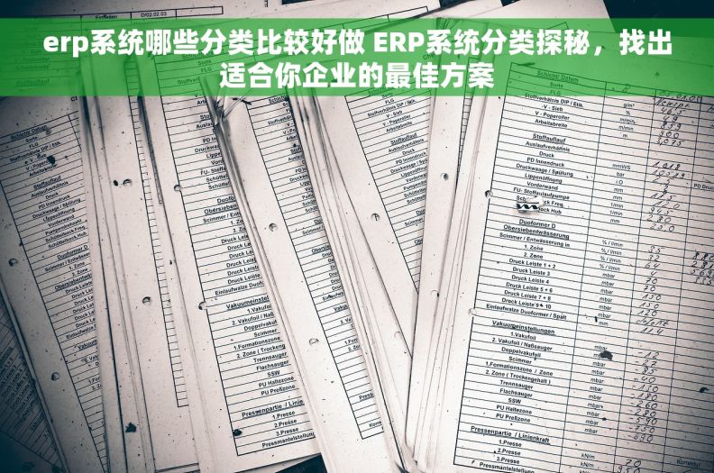 erp系统哪些分类比较好做 ERP系统分类探秘，找出适合你企业的最佳方案