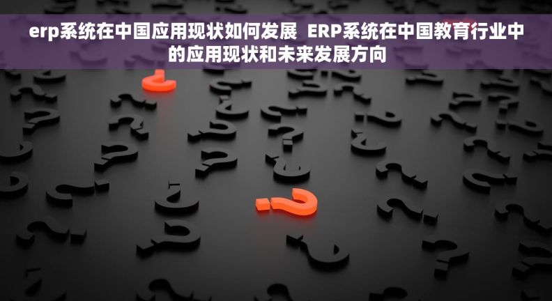 erp系统在中国应用现状如何发展  ERP系统在中国教育行业中的应用现状和未来发展方向