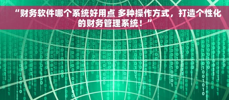 “财务软件哪个系统好用点 多种操作方式，打造个性化的财务管理系统！”