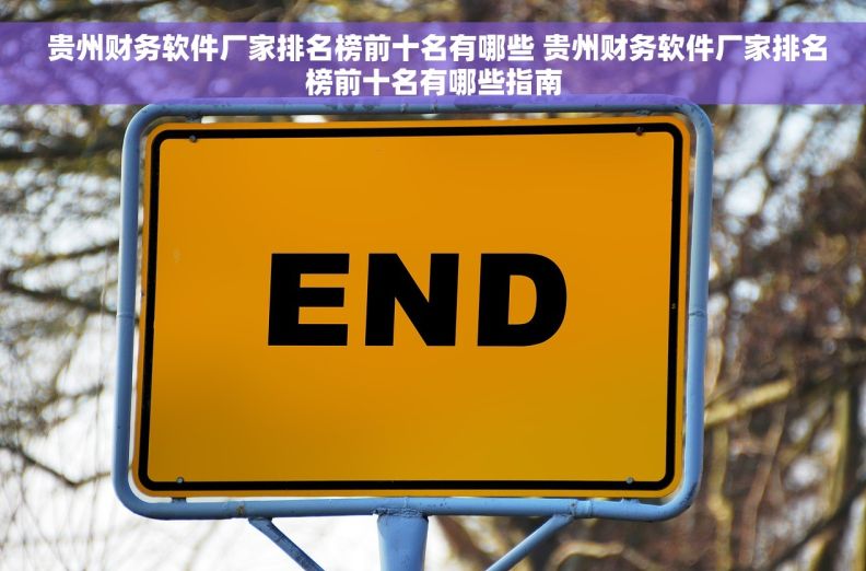  贵州财务软件厂家排名榜前十名有哪些 贵州财务软件厂家排名榜前十名有哪些指南