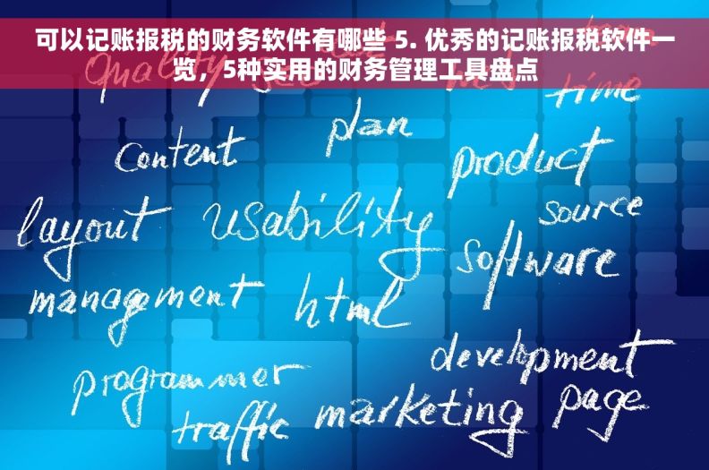 可以记账报税的财务软件有哪些 5. 优秀的记账报税软件一览，5种实用的财务管理工具盘点