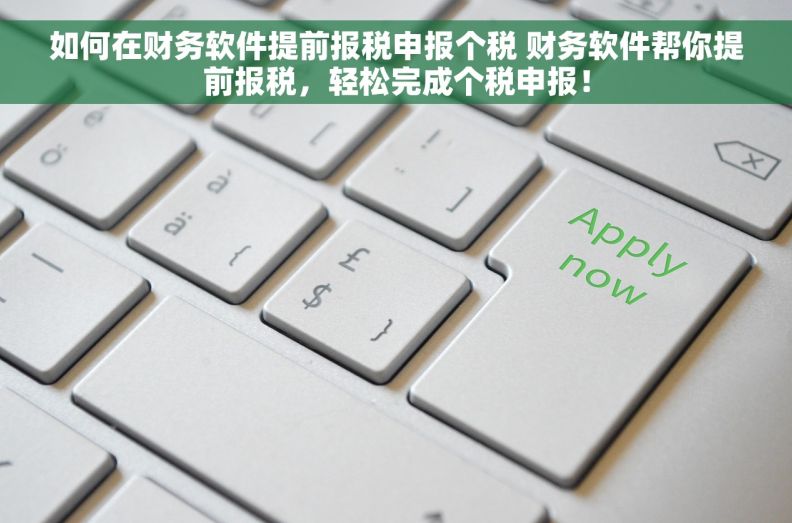 如何在财务软件提前报税申报个税 财务软件帮你提前报税，轻松完成个税申报！