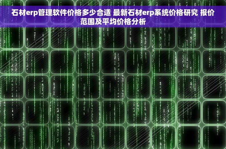 石材erp管理软件价格多少合适 最新石材erp系统价格研究 报价范围及平均价格分析