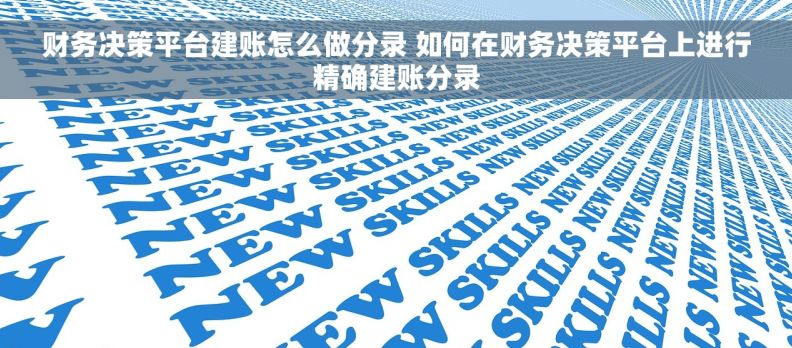 财务决策平台建账怎么做分录 如何在财务决策平台上进行精确建账分录