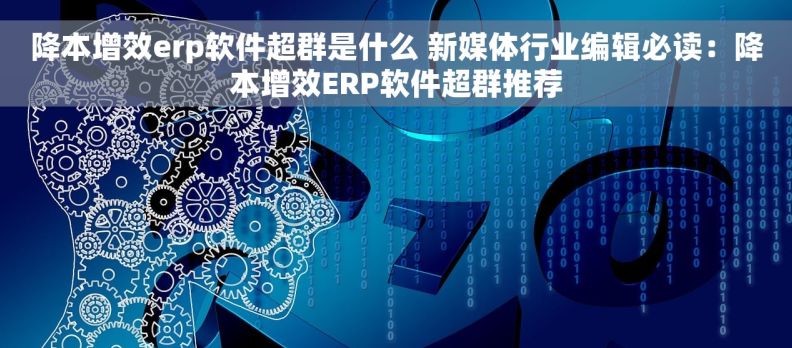 降本增效erp软件超群是什么 新媒体行业编辑必读：降本增效ERP软件超群推荐