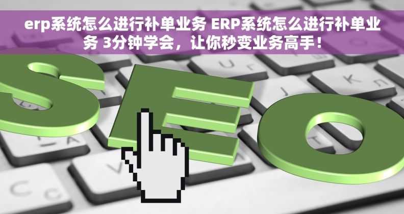 erp系统怎么进行补单业务 ERP系统怎么进行补单业务 3分钟学会，让你秒变业务高手！