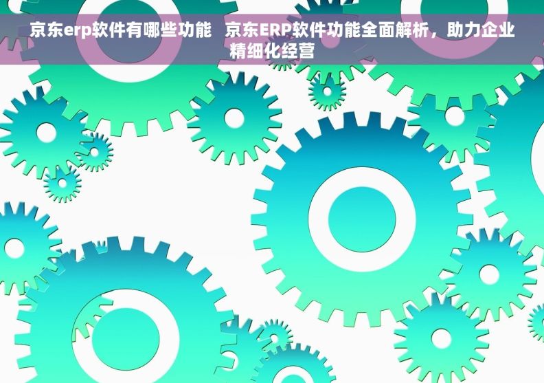 京东erp软件有哪些功能   京东ERP软件功能全面解析，助力企业精细化经营