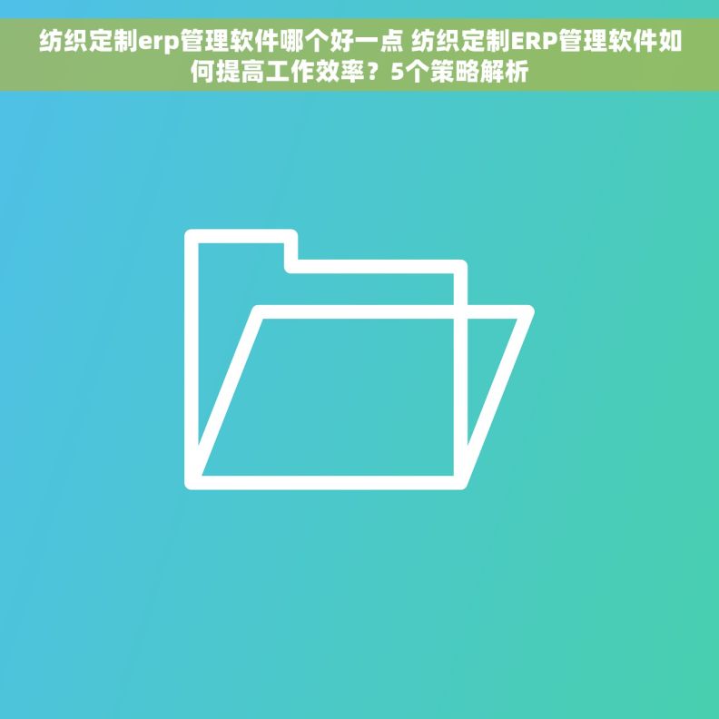 纺织定制erp管理软件哪个好一点 纺织定制ERP管理软件如何提高工作效率？5个策略解析