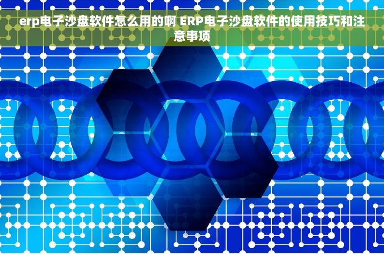 erp电子沙盘软件怎么用的啊 ERP电子沙盘软件的使用技巧和注意事项