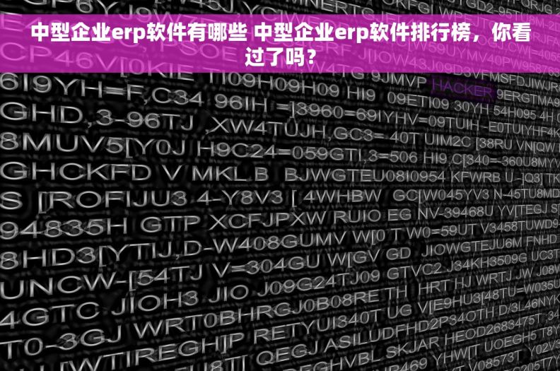 中型企业erp软件有哪些 中型企业erp软件排行榜，你看过了吗？